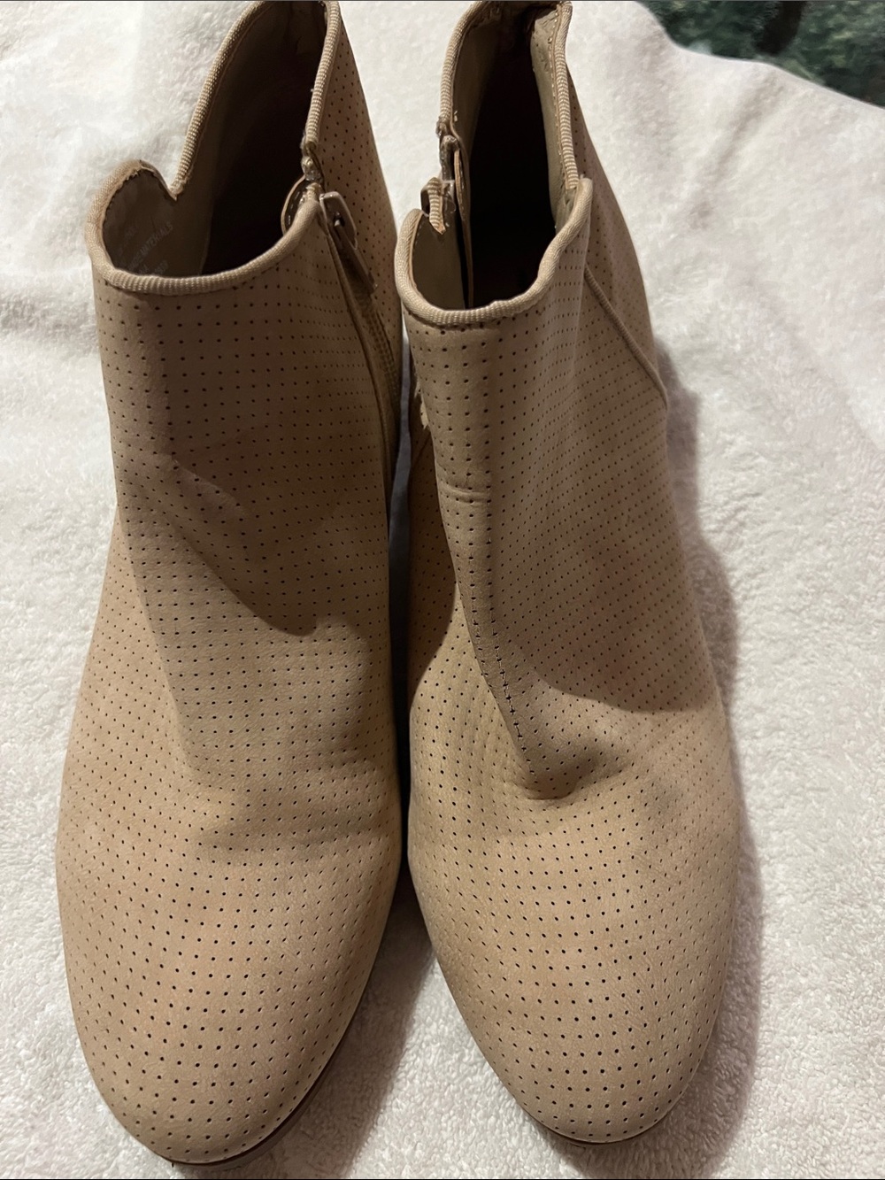Women’s Tan Perforated Ankle Boots